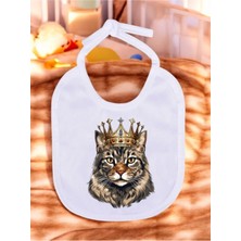 Lili Hediyelik Kral Taçlı Kedi Baskılı 2 Adet Bebek Mama Önlüğü