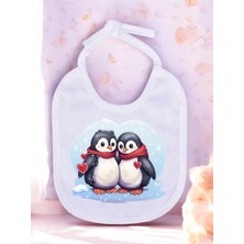 Lili Hediyelik Penguenler Baskılı 2 Adet Bebek Mama Önlüğü