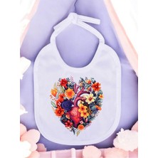 Lili Hediyelik Kalpli Çiçek Baskılı 2 Adet Bebek Mama Önlüğü