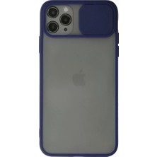 Newface Apple iPhone 11 Pro Max Kılıf Palm Buzlu Kamera Sürgülü Silikon - Lacivert