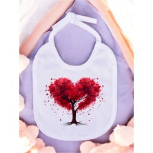 Lili Hediyelik Kalpli Ağaç Baskılı 2 Adet Bebek Mama Önlüğü