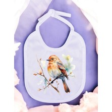 Lili Hediyelik Daldaki Kuş Baskılı 2 Adet Bebek Mama Önlüğü