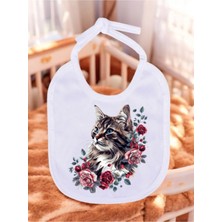 Lili Hediyelik Güllü Kedi Baskılı 2 Adet Bebek Mama Önlüğü