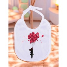 Lili Hediyelik Balonlu Kız Baskılı 2 Adet Bebek Mama Önlüğü