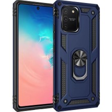 Newface Samsung Galaxy A91 / S10 Lite Kılıf Sofya Yüzüklü Silikon Kapak - Lacivert