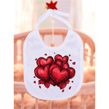 Lili Hediyelik Üst Üste Kalpler Baskılı 2 Adet Bebek Mama Önlüğü