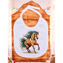 Lili Hediyelik Koşan At Baskılı 2 Adet Bebek Mama Önlüğü