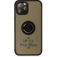 Newface Apple iPhone 12 Pro Max Kılıf Montreal Yüzüklü Silikon Kapak - Siyah