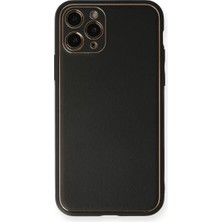 Newface Apple iPhone 11 Pro Max Kılıf Coco Deri Silikon Kapak - Siyah