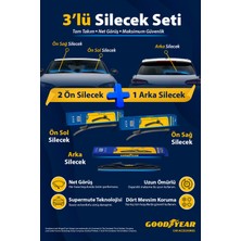 Goodyear Peugeot 308 2022-2026 Uyumlu Ön Arka 3'lü Muz Silecek Seti (650 mm 450 mm 350 Mm)