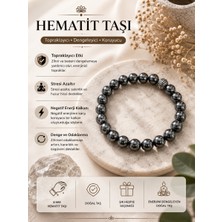 Lia Charm Hematit Doğal Taş Bileklik - Gümüş Renkli Metal Detaylı Klasik Kombin Bilekliği