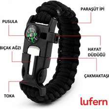 Lufern Çok Amaçlı Hayatta Kalma Bilekliği  Survival Pusulalı  Kamp Düdük Outdoor Aksesuar Kit Askeri