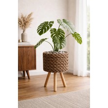 Bohem Studio Ayaklı Jüt Örgü Saksı 20 cm çap