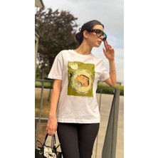 Leilaa Bisiklet Yaka Kek Baskılı T-Shirt