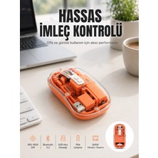 Hace Bazaar Bluetooth ve USB Destekli Kablosuz Şeffaf Mouse Sessiz Kullanım Yeni Nesil