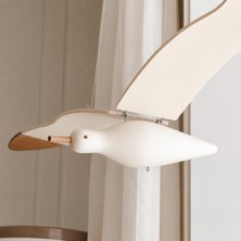 Nilberry Ahşap Sallanan Martı Dekoru – Kanat Çırpan, Tavana Asılan Hareketli Kuş Süsü – Iskandinav / Minimalist / Doğal Dekoratif Ahşap Biblo Balkon Dekoru, Hediyelik Bohem