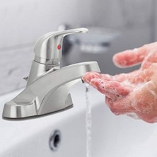 Fantastik Store Aqua Vista 30-B410-AV-BN Watersense Sertifikalı Banyo Lavabo Bataryası, Fırçalanmış Nikel Tek Kulp