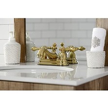 Fantastik Store Brass KS3607AL Restorasyon 4" Centerset Banyo Bataryası, Fırçalanmış Pirinç, 6.38 x 4.5 x 3.06