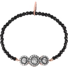 Emiliano Jewellery Zirkon Taşlı Rose Kaplamalı Yuvarlak Desenli Gümüş Strech Bileklik