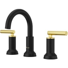 Fantastik Store Pfister Capistrano Banyo Lavabo Bataryası, 8 Inç Yaygın, 2 Saplı, 3 Delikli, Mat Siyah ve Fırçalanmış Altın Kaplama, LF049CSOBBG