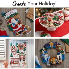 Fantastik Store Keçe Aplike Çorap Kiti, Noel Kasabası 45,72 cm Keçe Aplike Çorap Yapım Kiti, Kendin Yap Iğne Sanatı ve El Sanatları Için Mükemmel, 89528E