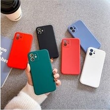 Fantastik Store - iPhone 11 Uyumlu Köşeli Lansman Kılıf, Kadife Iç Yüzeyli Darbe Emici Silikon Koruma (Iphone 12 Görünümlü Köşeli Görünüm) - Gece Mavisi
