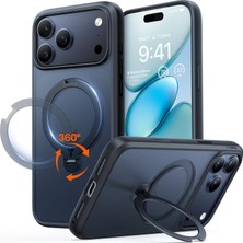 Fantastik Store Torras Q3 360 Spin iPhone 17 Pro Kılıf Manyetik Stand, Magsafe ile Uyumlu, Askeri Sınıf Koruma, Kamera Kontrolü, Dahili Kickstand 17 Pro Telefon Kılıfı 6,3 Inç, Siyah