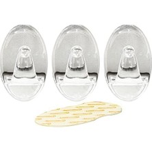Fantastik Store 61318 3pc Transparent Removable Adhesive Hook, Black