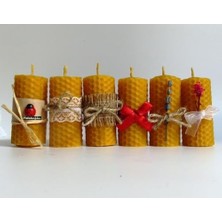 Fantastik Store (6 Adet) Özel Günler Için Doğal Petek Balmumu Mum 7cm X3CM Kutulu Mum Beeswax Candle