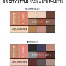 Fantastik Store City Style Face & Eye No: 01 Warm Nude - Allık, Bronzer, Aydınlatıcı ve 9'lu Far Paleti