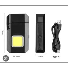 Sanal Ucuzcum 36 Mini COB LED Işıklı Type-C Şarjlı Elektronik Gazsız Çakmak | Rüzgar Geçirmez USB Şarjlı Taşınabilir El Feneri