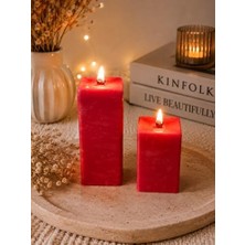 Fantastik Store Sandal Ağacı Kokulu Dekoratif Mum Seti 2’li, Pembe Blok Mum, Ahşap Fitilli, 12 x 5 x 4 cm & 7 x 5 x 4 Cm, Ev Dekorasyonu ve Hediye