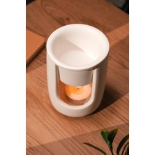Fantastik Store Love Bundles Beyaz Geniş Hazneli Seramik El Yapımı Buhurdanlık | Mumluk | Buhardanlık (1 Adet Tealight Mum Ile) Beyaz
