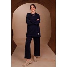 Balenbi Kadın Oysh Modal Kumaş Oversize 80 cm Tunik Bol Paça Pantolon Tesettür Takım 1228