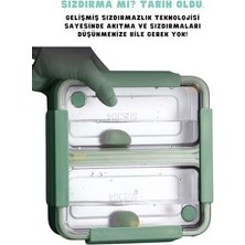 Fantastik Store Bento 1100ML Lunchbox Tek Katlı 2 Bölmeli Paslanmaz Çelik Sefer Tası Yemek Kutusu (Yeşil)