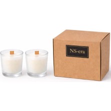 Fantastik Store Paçuli Rosemary (Biberiye) Kokulu Mum Seti, Ahşap Fitil, 2’li Cam Bardak Mum, 40 Ml, Dekoratif & Hediyelik