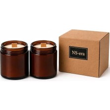 Fantastik Store 2'li Sandalağacı Kokulu Mum Seti Toplam 420 ml (260 Gr) - Ahşap Fitil, Amber Cam, Uzun Yanma Süresi, Dekoratif ve Hediye Kutulu