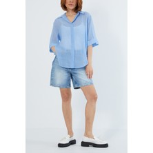 Gömlek Yaka Naturel Koton Bluz EL-1653