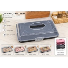 Fantastik Store Borcam Taşıma Kabı, Şeffaf Kapaklı, Kilitli, 43X30X10 Cm, Kek, Börek ve Pasta Taşımaya Uygun