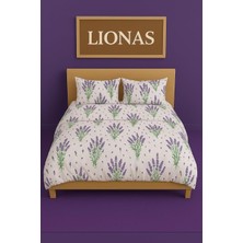 Fantastik Store Ezgi Çift Kişilik Desenli Nevresim Takımı, Lavanta Motifli, 200 x 230 Cm, 2 Adet Kapaklı Yastık Kılıfı, Mor