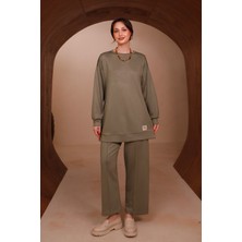 Balenbi Kadın Oysh Modal Kumaş Oversize 80 cm Tunik Bol Paça Pantolon Tesettür Takım 1228