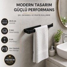 Fantastik Store Lamalı Siyah Yapışkanlı Lüks Tasarım Solo Peçetelik, Metal Havluluk, Hem Yapışkanlı Hem Vidalı Montajlı, Banyo ve Mutfak Için Modern Duvar Havlu Askısı