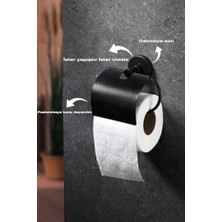 Fantastik Store Yapışkanlı Siyah Geniş Kapaklı Tuvalet Kağıtlığı Wc Kağıtlık Tuvalet Kağıdı Askısı
