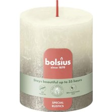 Fantastik Store Inci Beyazı ve Şampanya Renkli Rustik Sütun Mum - 80MM/66MM - 35 Saat Yanma Süresi