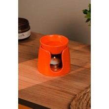 Fantastik Store Love Bundles Turuncu Özel Tasarım Seramik El Yapımı Buhurdanlık | Mumluk | Dekoratif (1 Adet Tealight Mum Ile) Turuncu