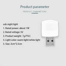 Fantastik Store Linwnil Gece USB Işıkları, Mini LED Ampul, Takılabilir, Sıcak Beyaz, Kompakt, Yatak Odası, Banyo, Çocuk Odası, Koridor, Mutfak Araba Için USB Atmosfer Işığı (4 Beyaz Işık)