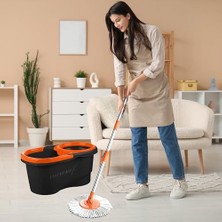 Fantastik Store Focus Black Otomatik Temizlik Seti, Pedalsız Döner Sıkmalı 360 Başlıklı Mikrofiber Paspas