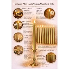 Fantastik Store Gold Renk Ince Şamdan Mum Seti,25 cm Uzunluk,10’lu Paket, Dekoratif Taper, Şık Masa, Davet ve Özel Gün Dekorasyonu Için