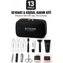 Stone 13 Parça Seyahat Ve Kişisel Bakım Kiti Organizer Çantası Seti Siyah