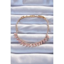 Clariss Nikaa Shop Pirinç Vip Seri Altın Renk Pembe Zirkon Taşlı Bileklik